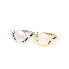 925 Sterling Silver Baroque Pearl Snail Ring