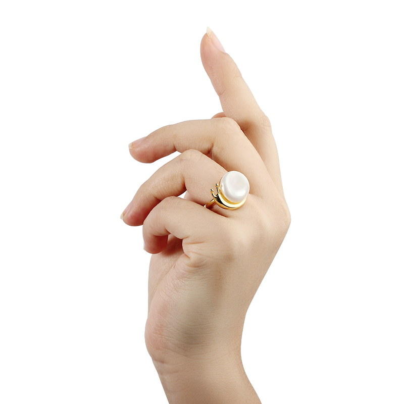 925 Sterling Silver Baroque Pearl Snail Ring