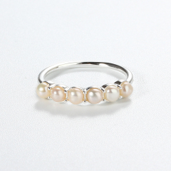925 Sterling Silver Delicate Pearl Ring