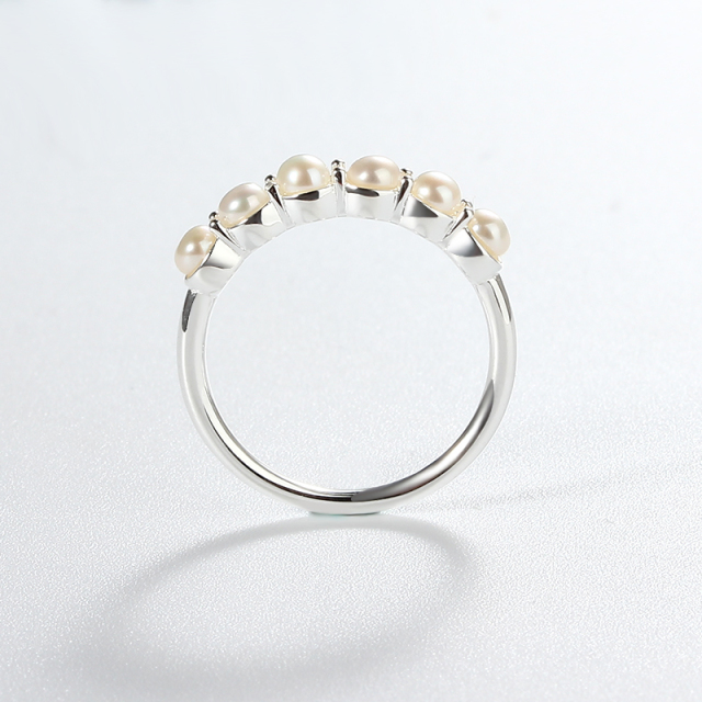 925 Sterling Silver Delicate Pearl Ring