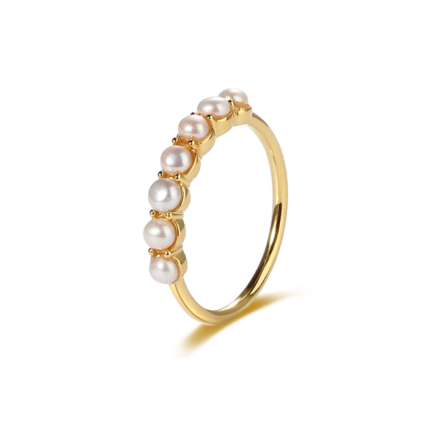925 Sterling Silver Delicate Pearl Ring