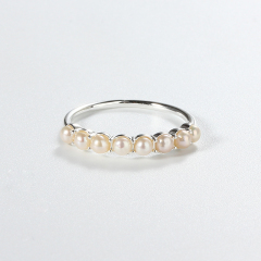 925 Sterling Silver Delicate Pearl Ring