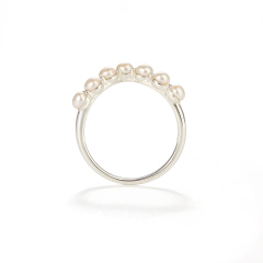 925 Sterling Silver Half Heart Shape Pearl Ring