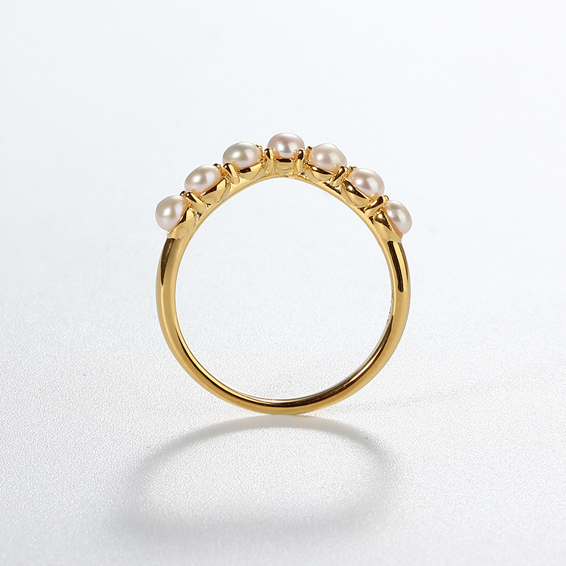 925 Sterling Silver Half Heart Shape Pearl Ring