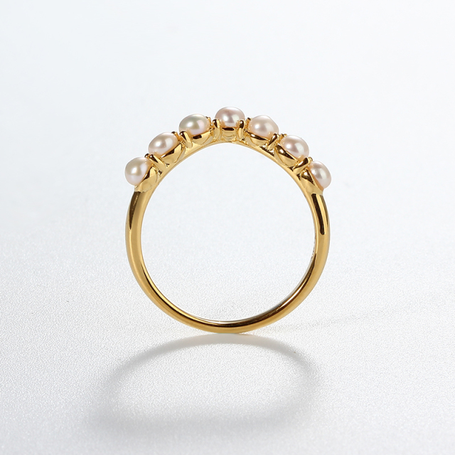 925 Sterling Silver Half Heart Shape Pearl Ring