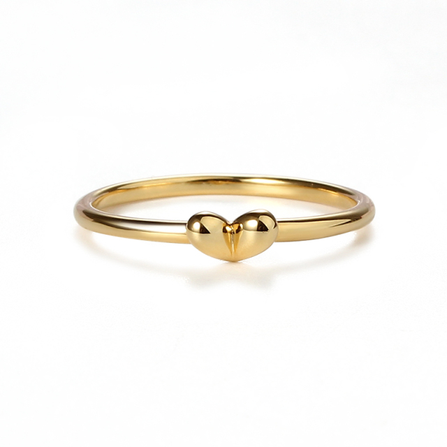 925 Sterling Silver Polished Mini Heart Thin Band Ring