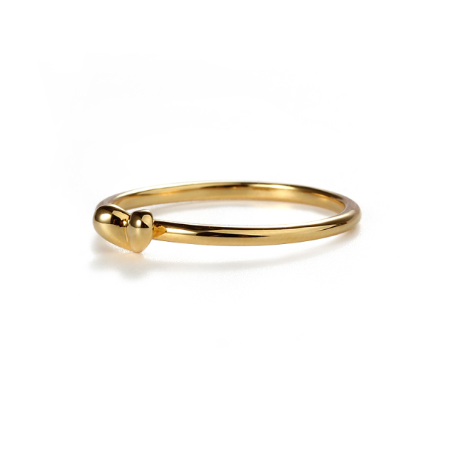 925 Sterling Silver Polished Mini Heart Thin Band Ring