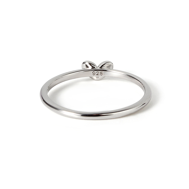 925 Sterling Silver Polished Mini Heart Thin Band Ring