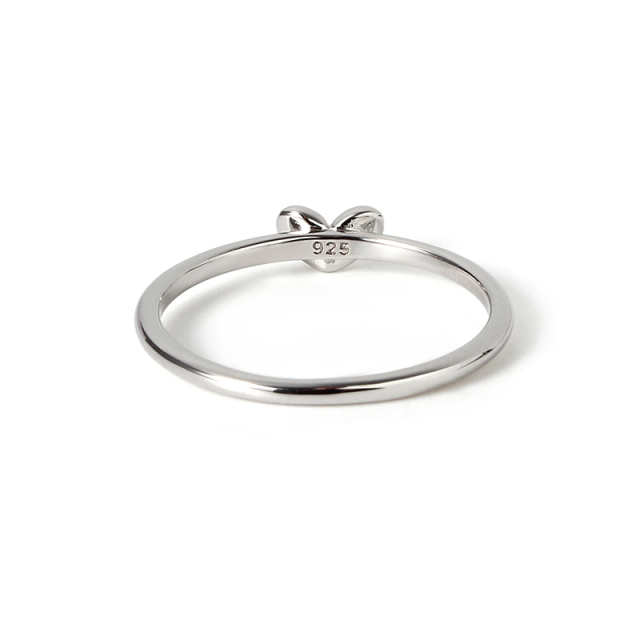 925 Sterling Silver Polished Mini Heart Thin Band Ring
