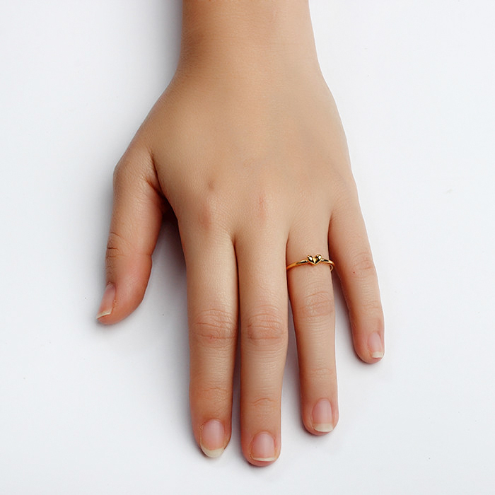 925 Sterling Silver Polished Mini Heart Thin Band Ring