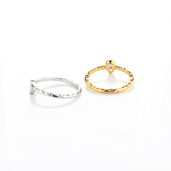 925 Sterling Silver Hammered Pear-Shaped CZ Thin Band Ring