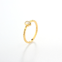 925 Sterling Silver Hammered Pear-Shaped CZ Thin Band Ring
