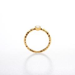 925 Sterling Silver Hammered Pear-Shaped CZ Thin Band Ring