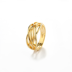 925 Sterling Silver Fluid Interwoven Openwork Ring