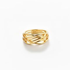 925 Sterling Silver Fluid Interwoven Openwork Ring