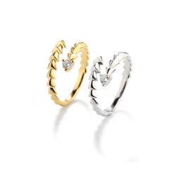 925 Sterling Silver Scaled Open CZ Ring