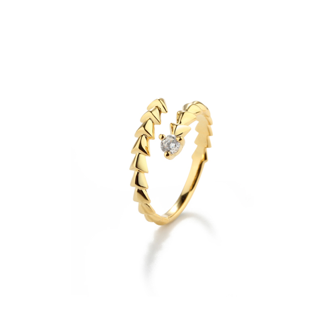 925 Sterling Silver Scaled Open CZ Ring