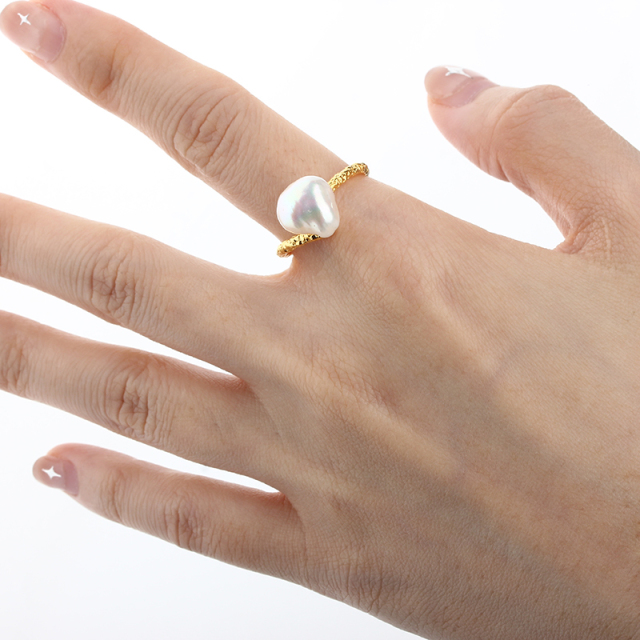 925 Sterling Silver Baroque Pearl Ring