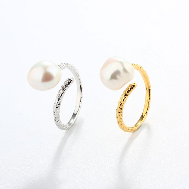 925 Sterling Silver Baroque Pearl Ring