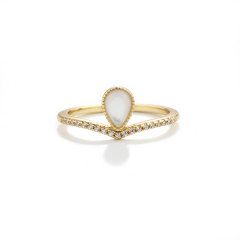 925 Sterling Silver 4*6mm Drop White Mother Pearl Ring