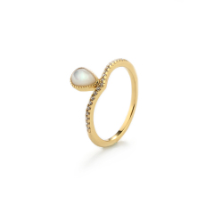 925 Sterling Silver 4*6mm Drop White Mother Pearl Ring