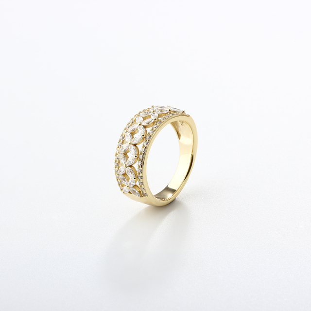 925 Sterling Silver Alternating Shape CZ Ring