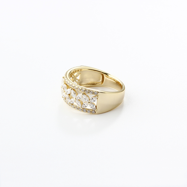 925 Sterling Silver Alternating Shape CZ Ring