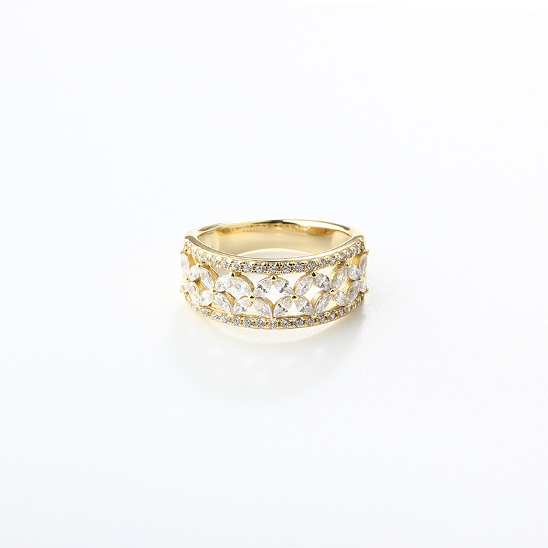 925 Sterling Silver Alternating Shape CZ Ring