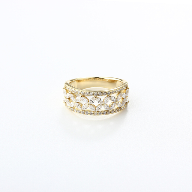 925 Sterling Silver Alternating Shape CZ Ring