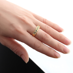 925 Sterling Silver Hammered Irregular Stone-Set Ring