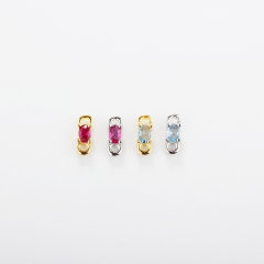 925 Sterling Silver CZ Connector with 2*3mm Oval CZ