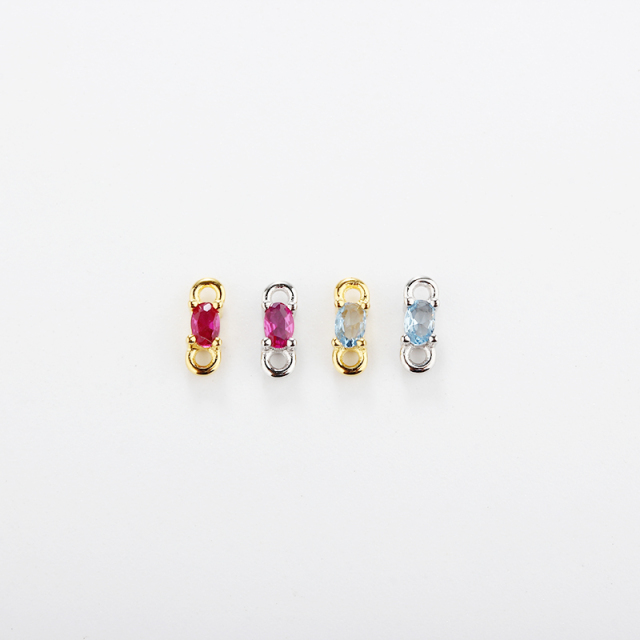 925 Sterling Silver CZ Connector with 2*3mm Oval CZ