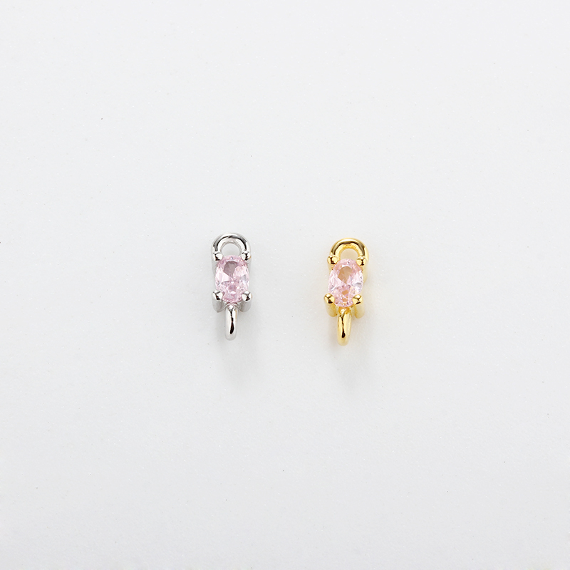 925 Sterling Silver CZ Connector with 2*3mm Oval CZ