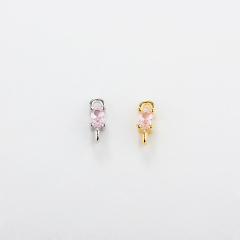 925 Sterling Silver CZ Connector with 2*3mm Oval CZ