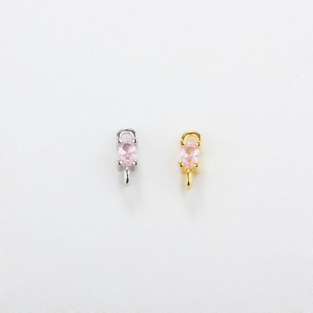 925 Sterling Silver CZ Connector with 2*3mm Oval CZ