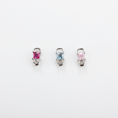 925 Sterling Silver CZ Connector with 2*2mm CZ