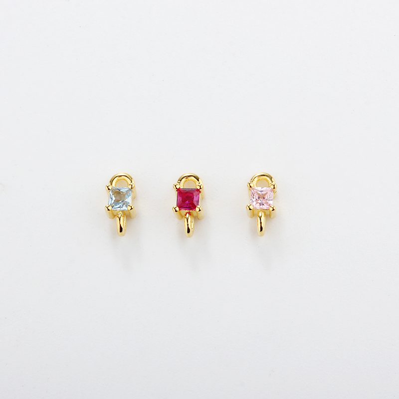 925 Sterling Silver CZ Connector with 2*2mm CZ