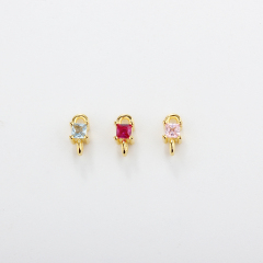 925 Sterling Silver CZ Connector with 2*2mm CZ