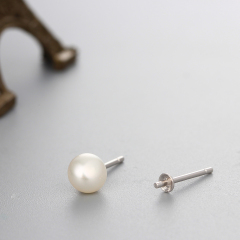 925 Sterling Silver Pearl Cup Stud Earring Findings