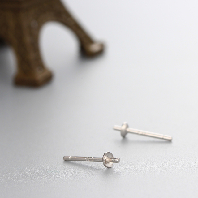 925 Sterling Silver Pearl Cup Stud Earring Findings
