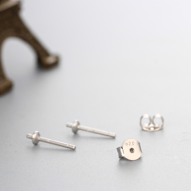 925 Sterling Silver Pearl Cup Stud Earring Findings