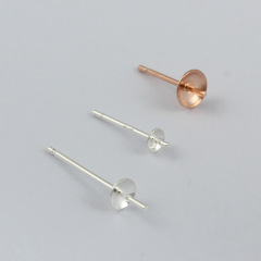 925 Sterling Silver Pearl Cup Stud Earring Findings