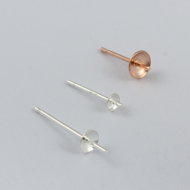 925 Sterling Silver Pearl Cup Stud Earring Findings