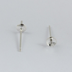 925 Sterling Silver Pearl Cup Stud Earring Findings