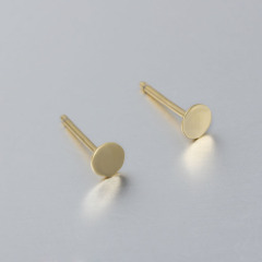 925 Sterling Silver Simple Polished Round Coin Stud Earring Findings