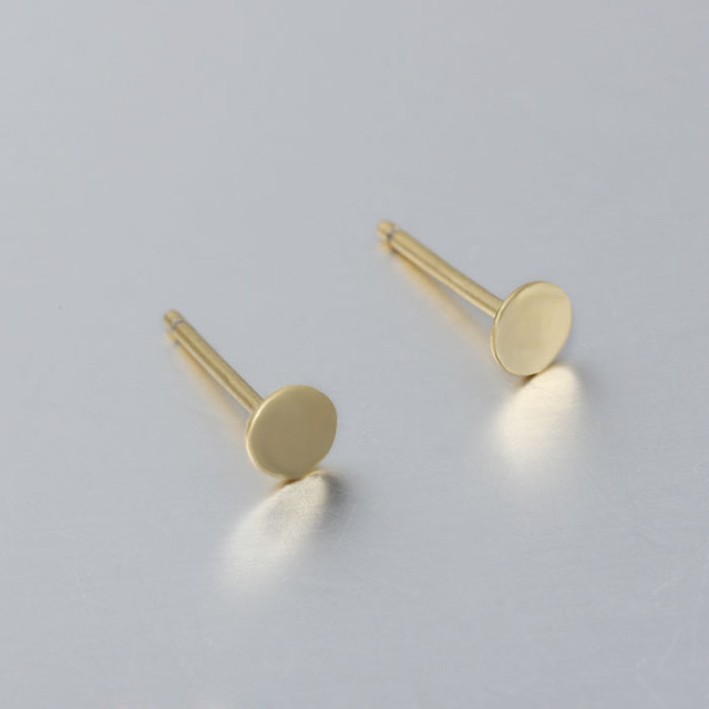 925 Sterling Silver Simple Polished Round Coin Stud Earring Findings