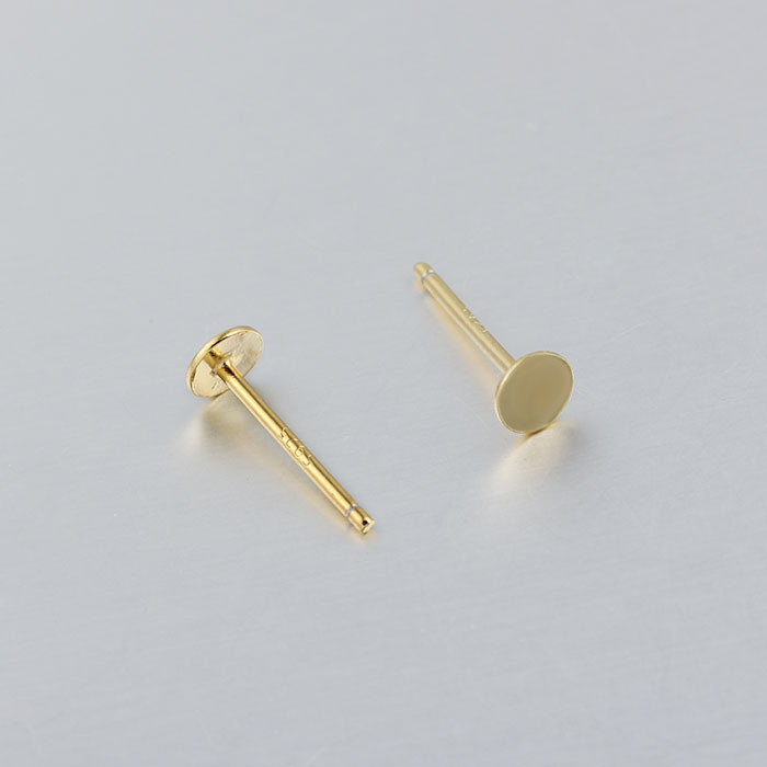 925 Sterling Silver Simple Polished Round Coin Stud Earring Findings