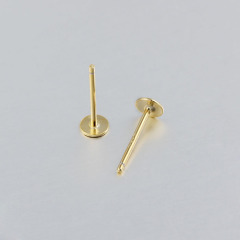 925 Sterling Silver Simple Polished Round Coin Stud Earring Findings