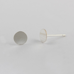 925 Sterling Silver Simple Polished Round Coin Stud Earring Findings