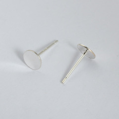 925 Sterling Silver Simple Polished Round Coin Stud Earring Findings